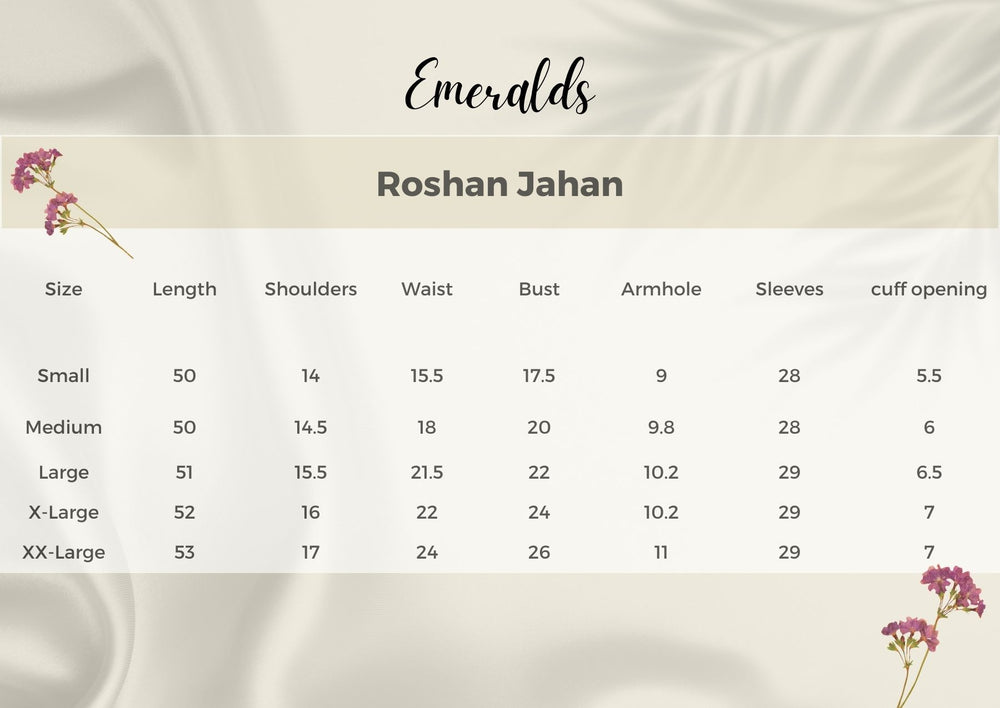 Roshan jahan Size Guide