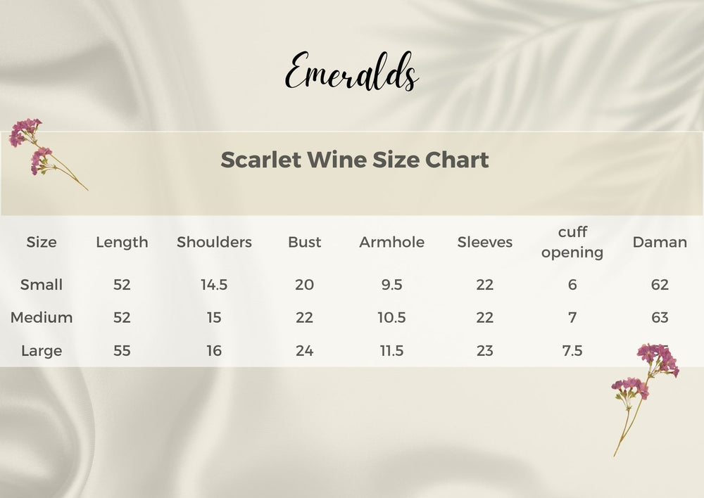 Scarlet Wine Size Guide