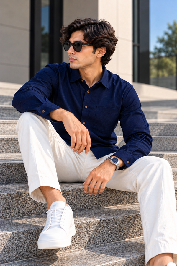 Neon Navy Causal Shirt