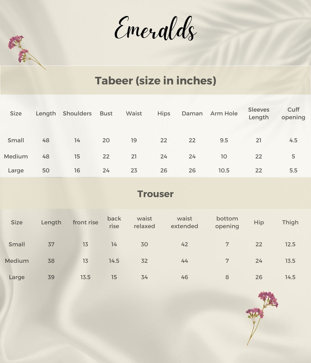 Tabeer Size Guide