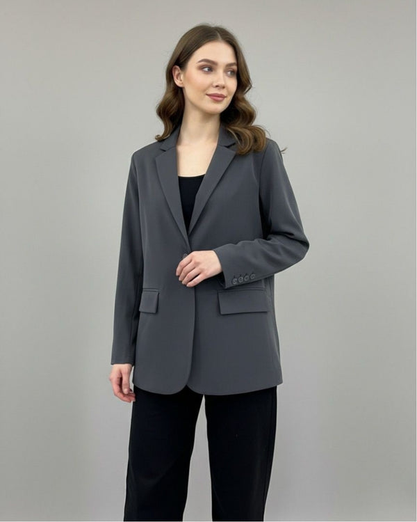 Essential Grey Oversized Blazer - Emeralds 