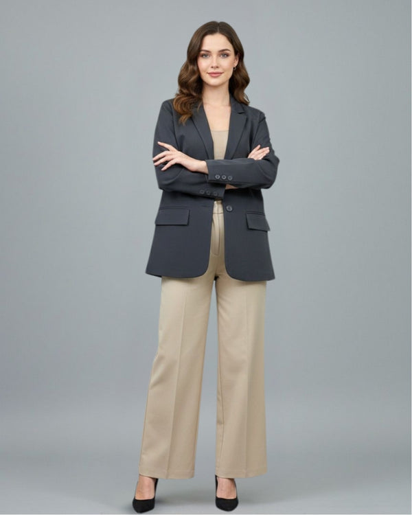 Essential Grey Oversized Blazer - Emeralds 
