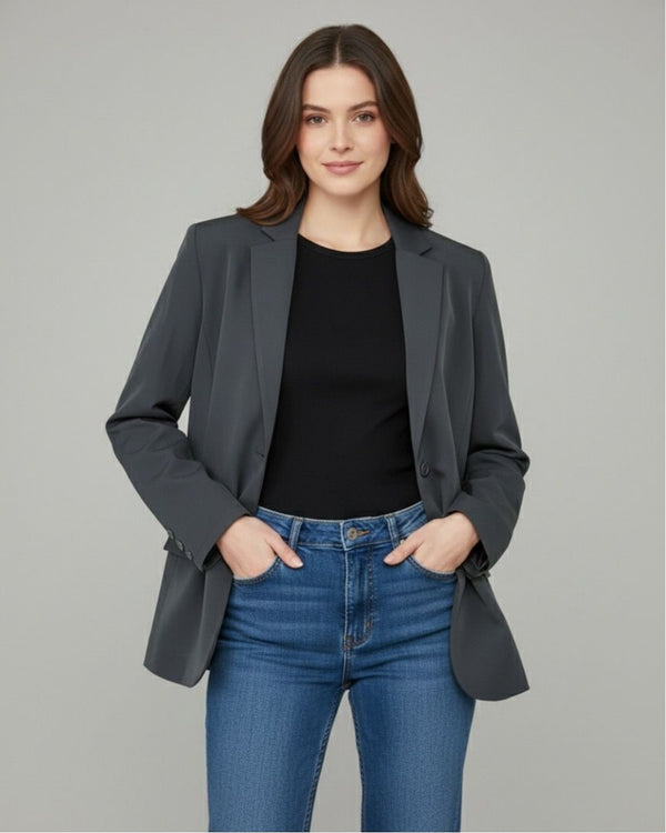 Essential Grey Oversized Blazer - Emeralds 