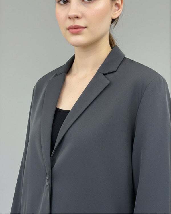 Essential Grey Oversized Blazer - Emeralds 