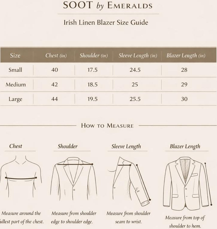 Olive Irish Linen Blazer Size Guide