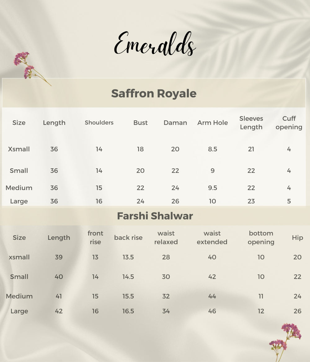 Saffron Royale Size Guide