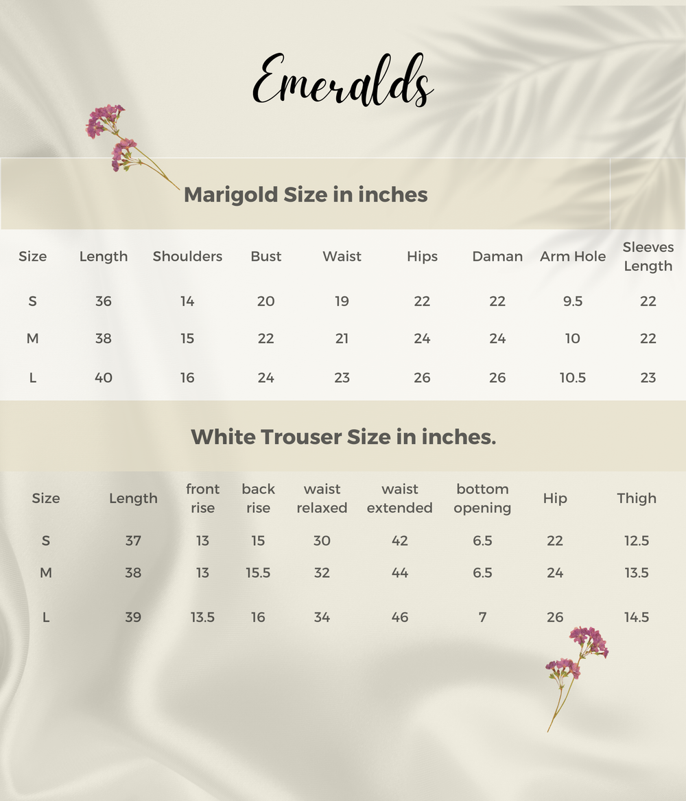 Marigold Size Guide